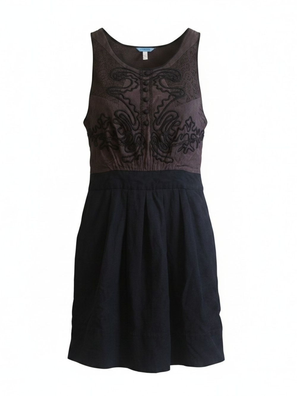 Leifnotes Anthro Two-Tone Embroidered Sleeveless Mini Dress - Size 0